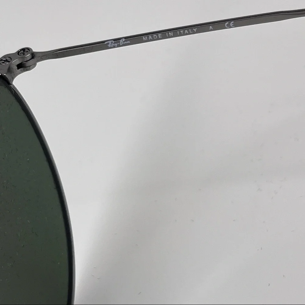 RAY BAN Icons 53mm Retro Round Metal Sunglasses NEW Matte Gunmetal Crystal Green